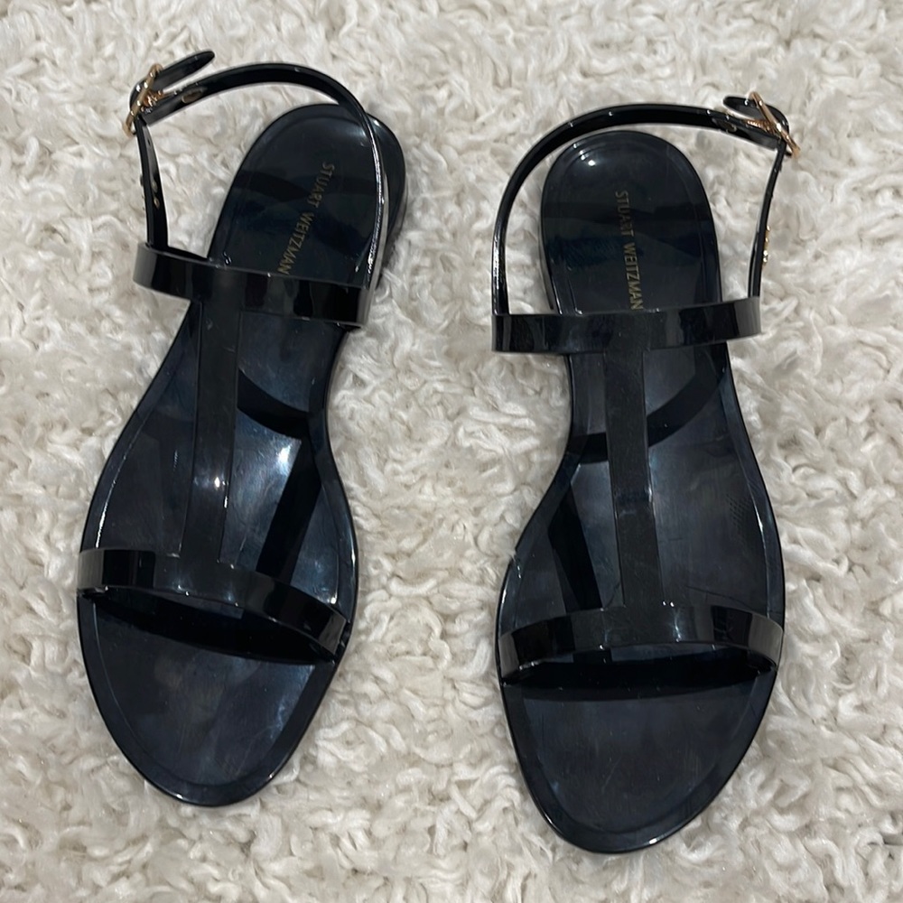 NEW STUART WEITZMAN jelly Black Sandals 8